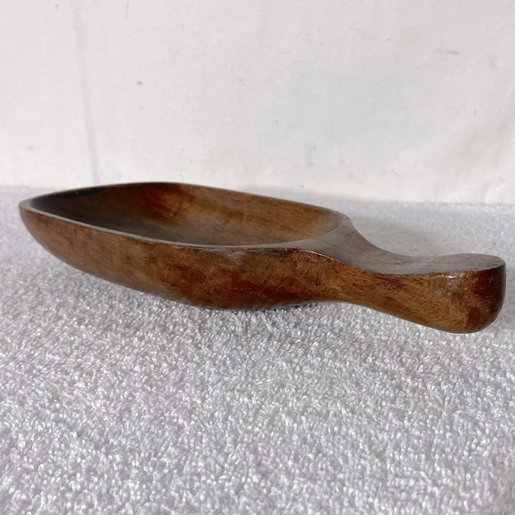 Vintage Carved Wood  Bowl With Handle - Picture 8 of 15